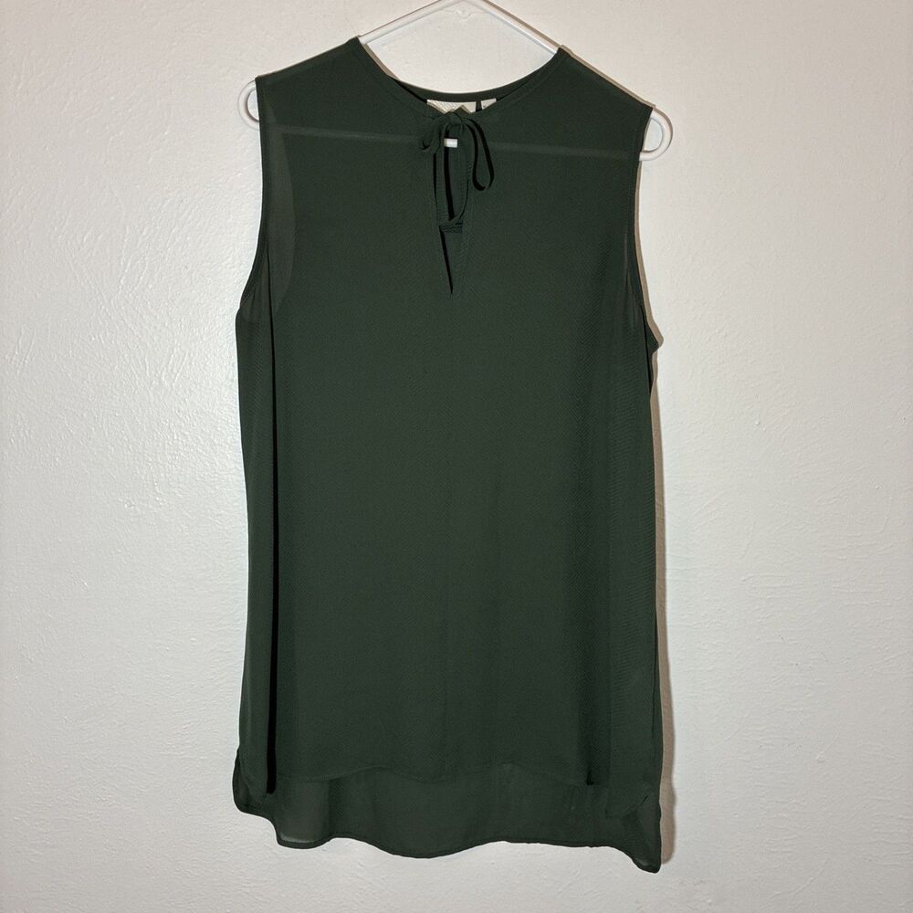14th & Union Size Medium M Green Coverup Sheer Sleeveless Tie At Top